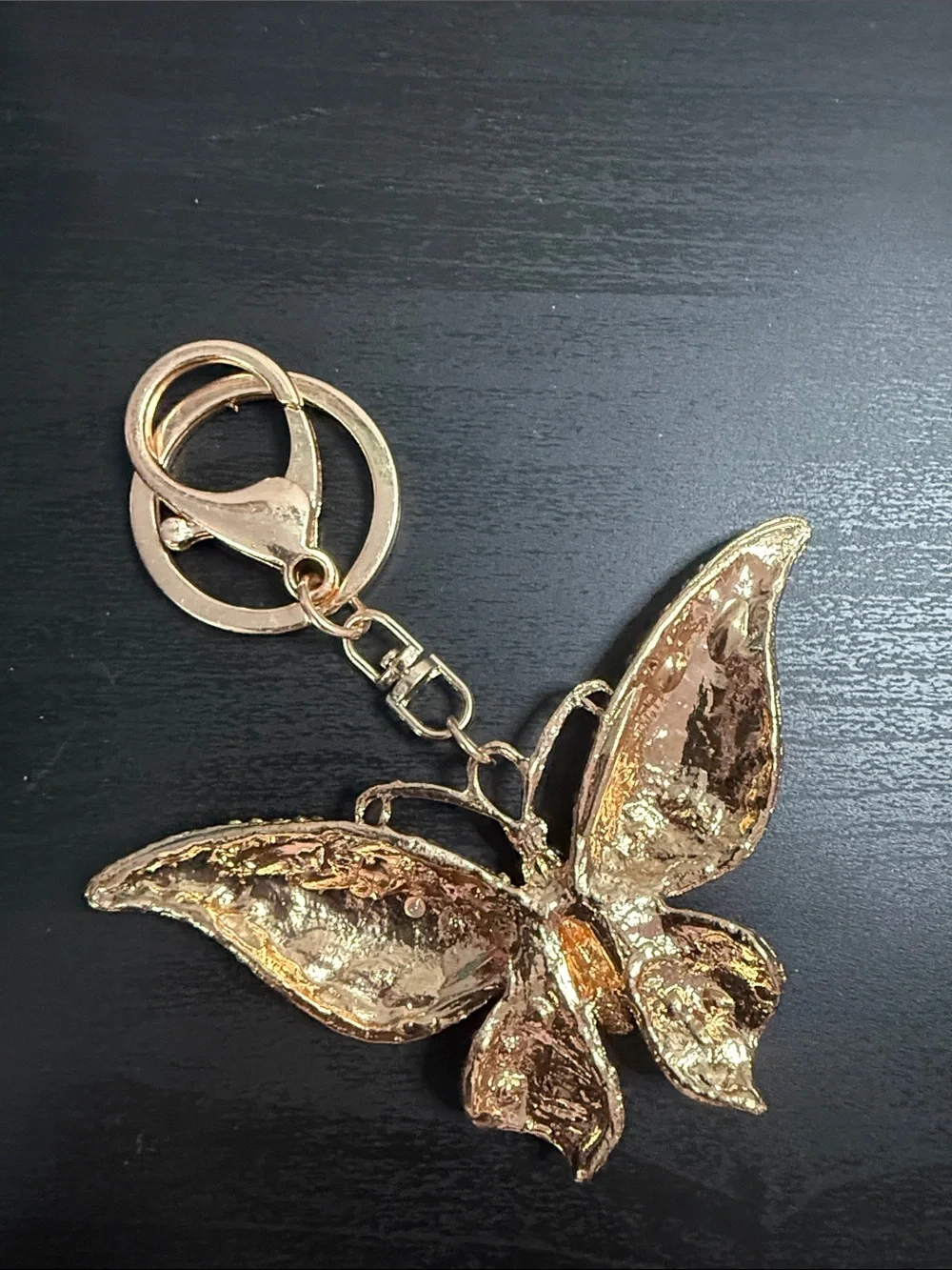 Sparkling Pink Jeweled Butterfly Keychain